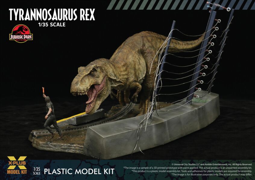 Jurassic Park Tyrannosaurus Rex 1/35 Scale Plastic Model Kit by X-Plus