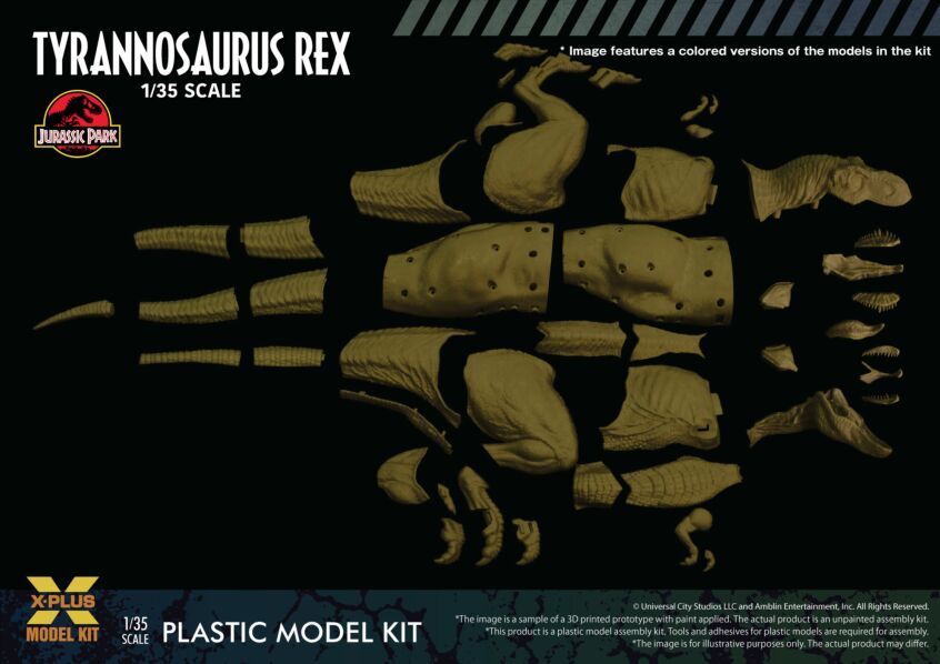 Jurassic Park Tyrannosaurus Rex 1/35 Scale Plastic Model Kit by X-Plus