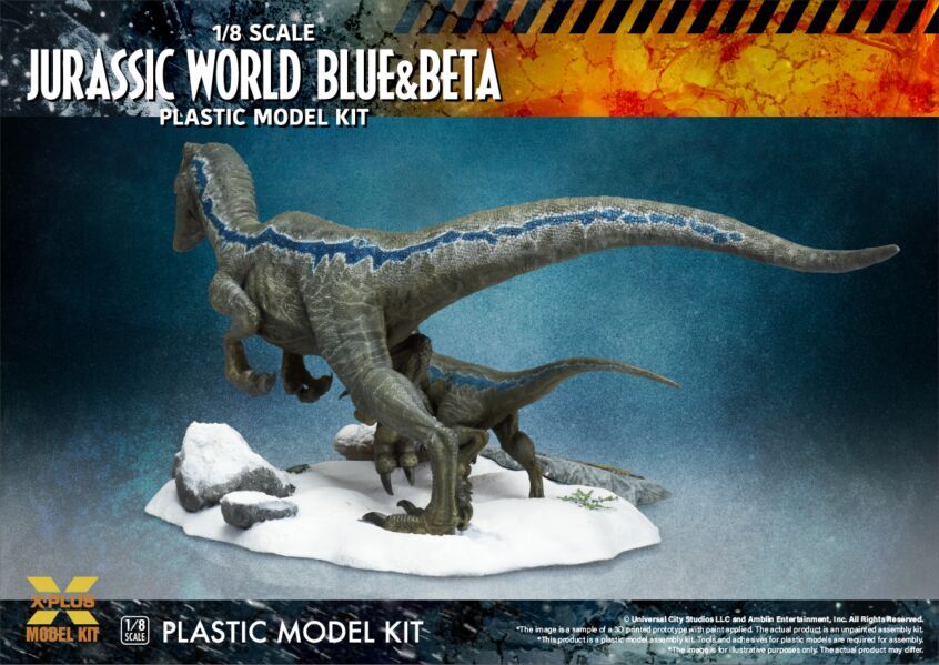 Jurassic World: Dominion Velociraptor BLUE & BETA 1/8 Scale Plastic Model Kit by X-Plus