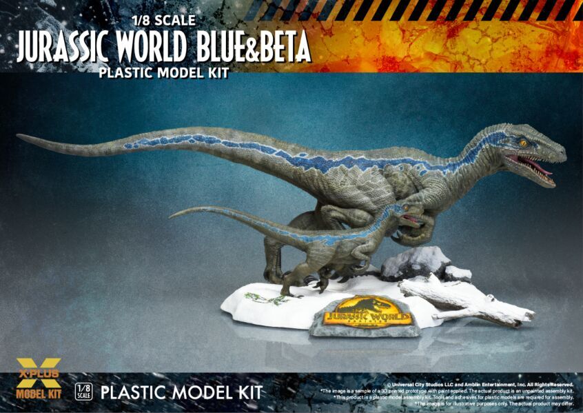 Jurassic World: Dominion Velociraptor BLUE & BETA 1/8 Scale Plastic Model Kit by X-Plus
