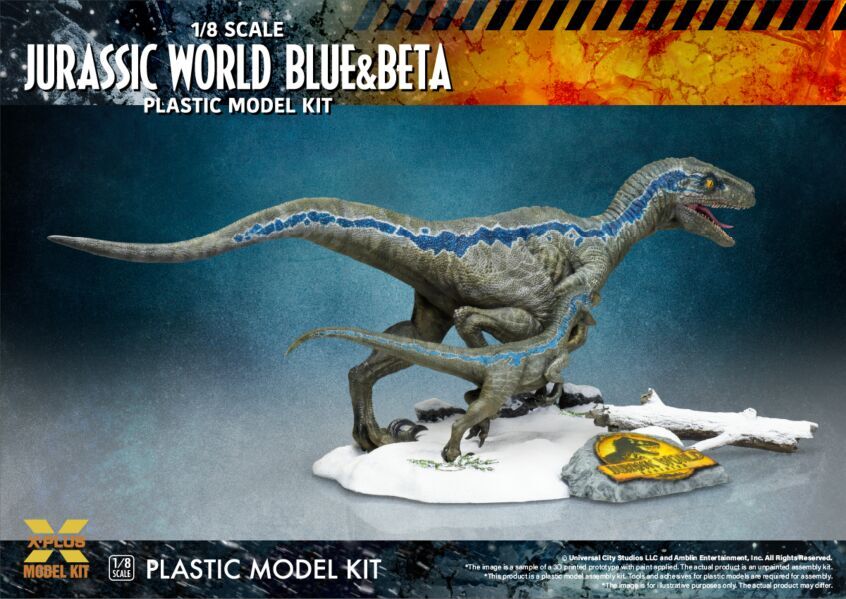 Jurassic World: Dominion Velociraptor BLUE & BETA 1/8 Scale Plastic Model Kit by X-Plus