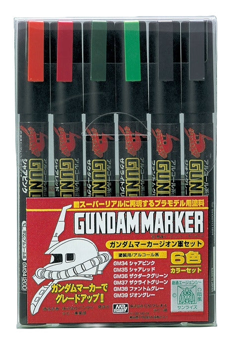 GMS108 Gundam Zeon Set Felt-Tip Pen Chisel Tip Set of 6 by Mr. Hobby