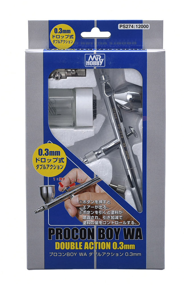 PS274 Procon Boy WA Double Action 0.3mm Airbrush by Mr. Hobby made of Stainless Steel