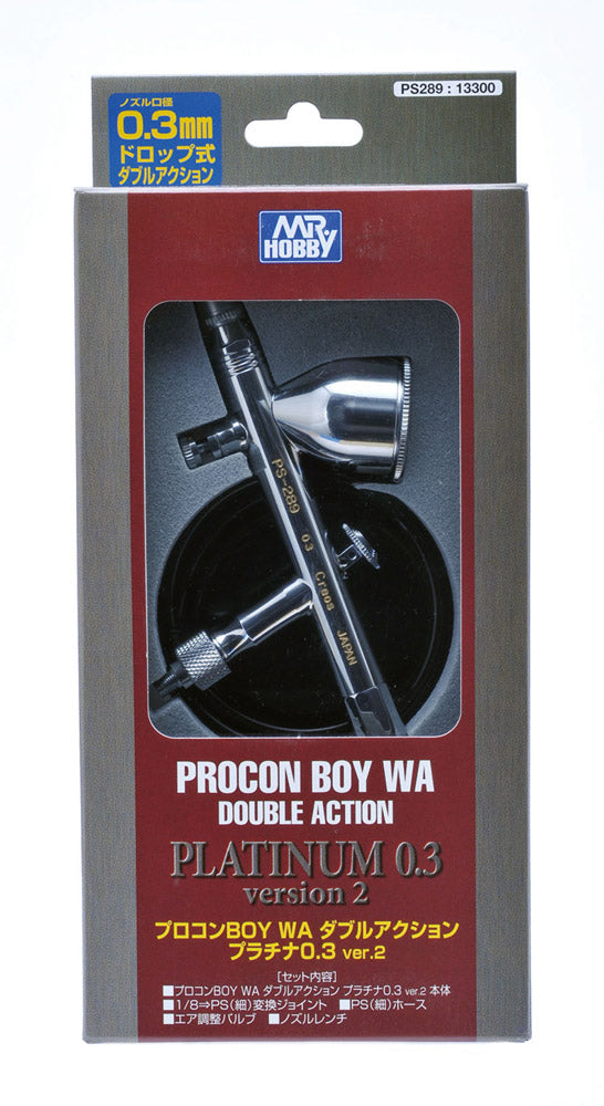 PS289 Procon Boy WA Double Action Platinum 0.3 Ver.2 Airbrush by Mr. Hobby made of Stainless Steel
