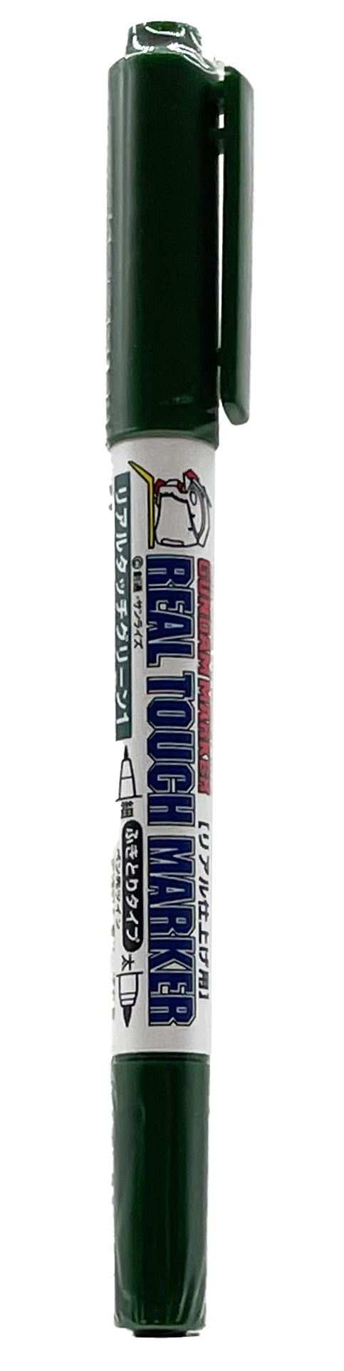 GM408 Real Touch Marker - Real Touch Green 1 Felt-Tip Pen Green color Extra Fine Tip and Fine Tip by Mr. Hobby