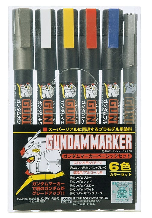GMS105 Gundam Marker Basic Set Felt-Tip Pen Chisel Tip Set of 6 by Mr. Hobby