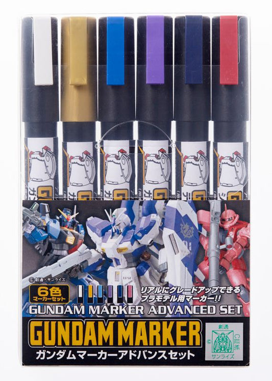GMS124 Gundam Marker Advanced Set Felt-Tip Pen Chisel Tip Set of 6 by Mr. Hobby