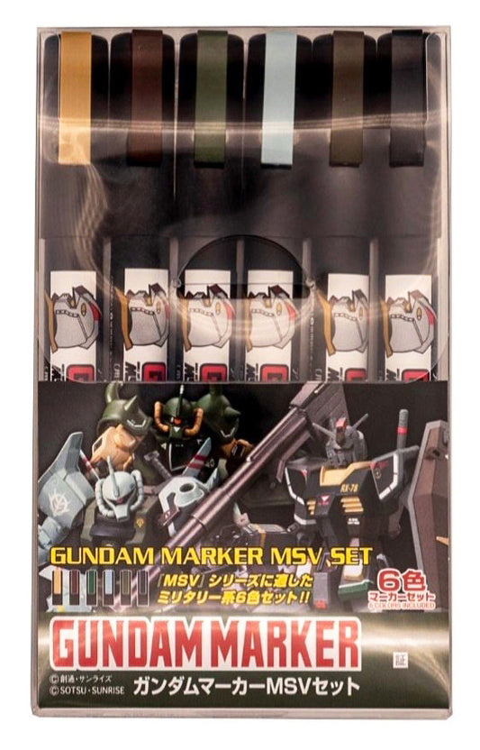 GMS127 Gundam Marker MSV Set Felt-Tip Pen Chisel Tip Set of 6 by Mr. Hobby