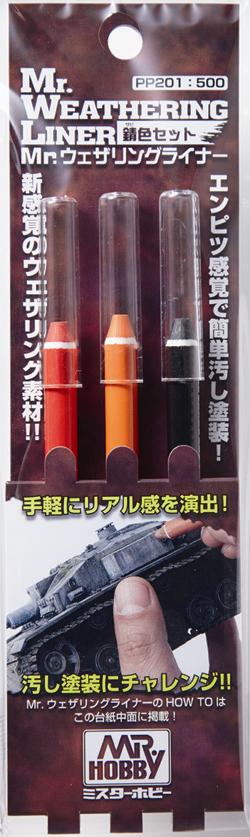 PP201 Mr. Weathering Liner RUST Color Set Weathering Pen by Mr. Hobby
