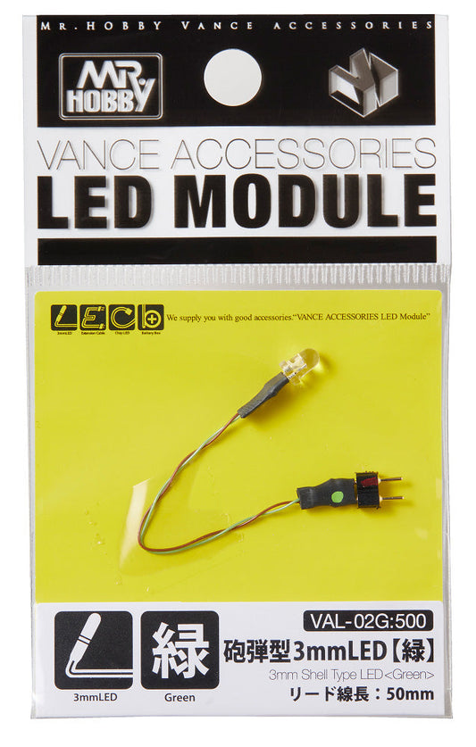 VAL-02G 3 mm Shell Type LED Green LED Module by Mr. Hobby